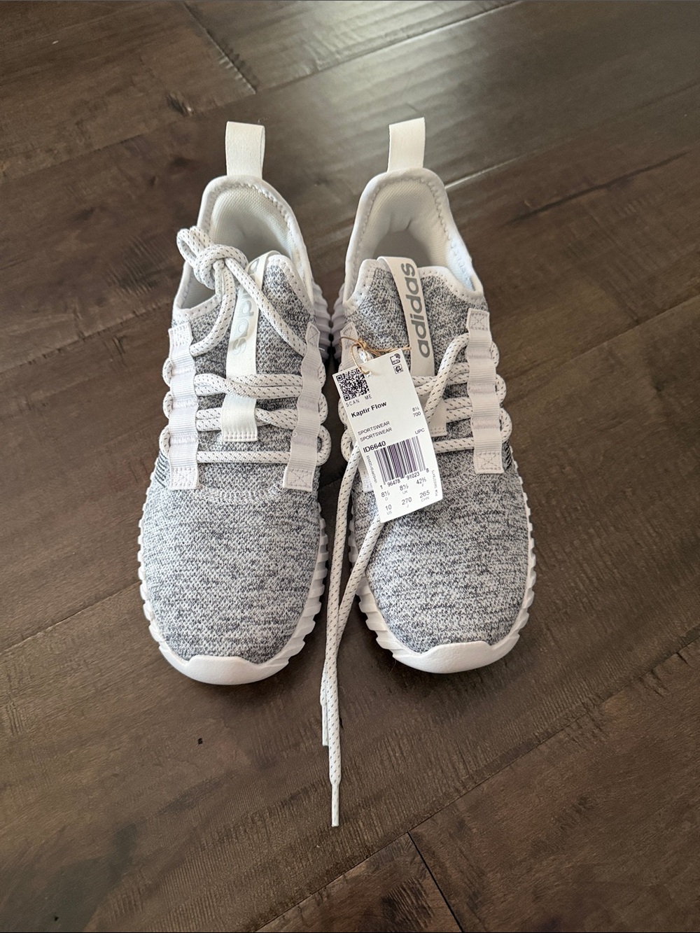 adidas Kids Gray and White Knit Sneakers